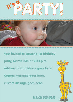 Giraffe  Birthday Announcement Cards for a boy or a girl